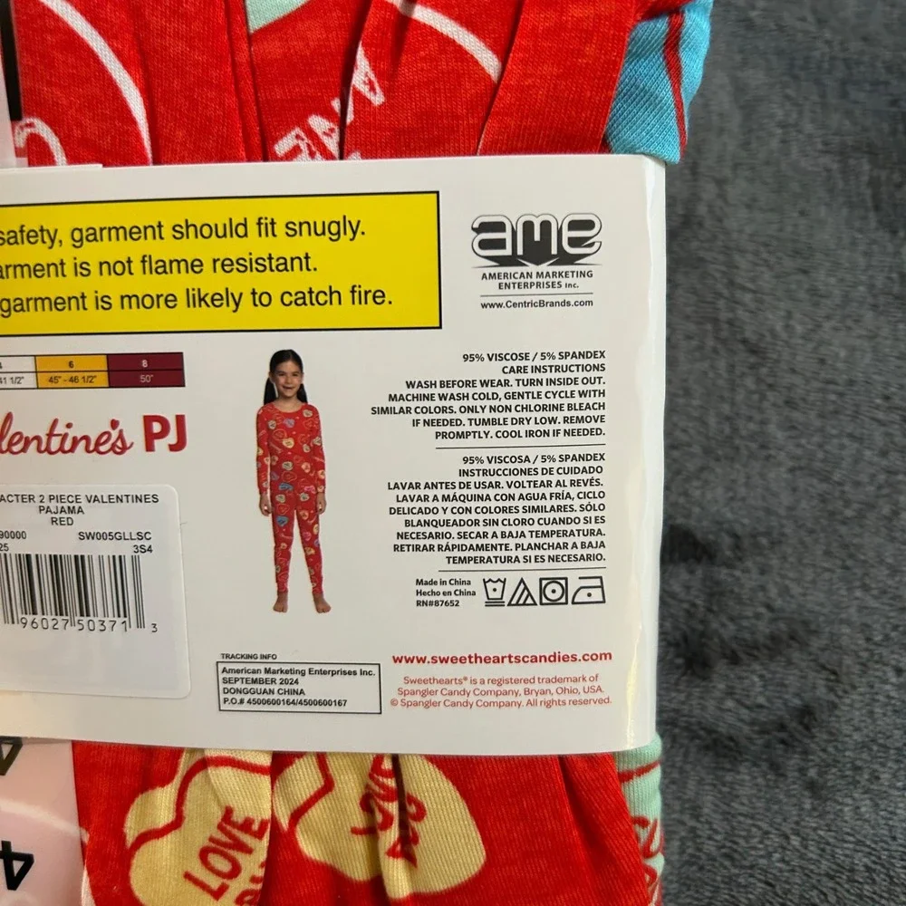 Sweethearts‎ Pajamas Set Valentines Day 2-PC Red Candies Girls Size 4 NWT